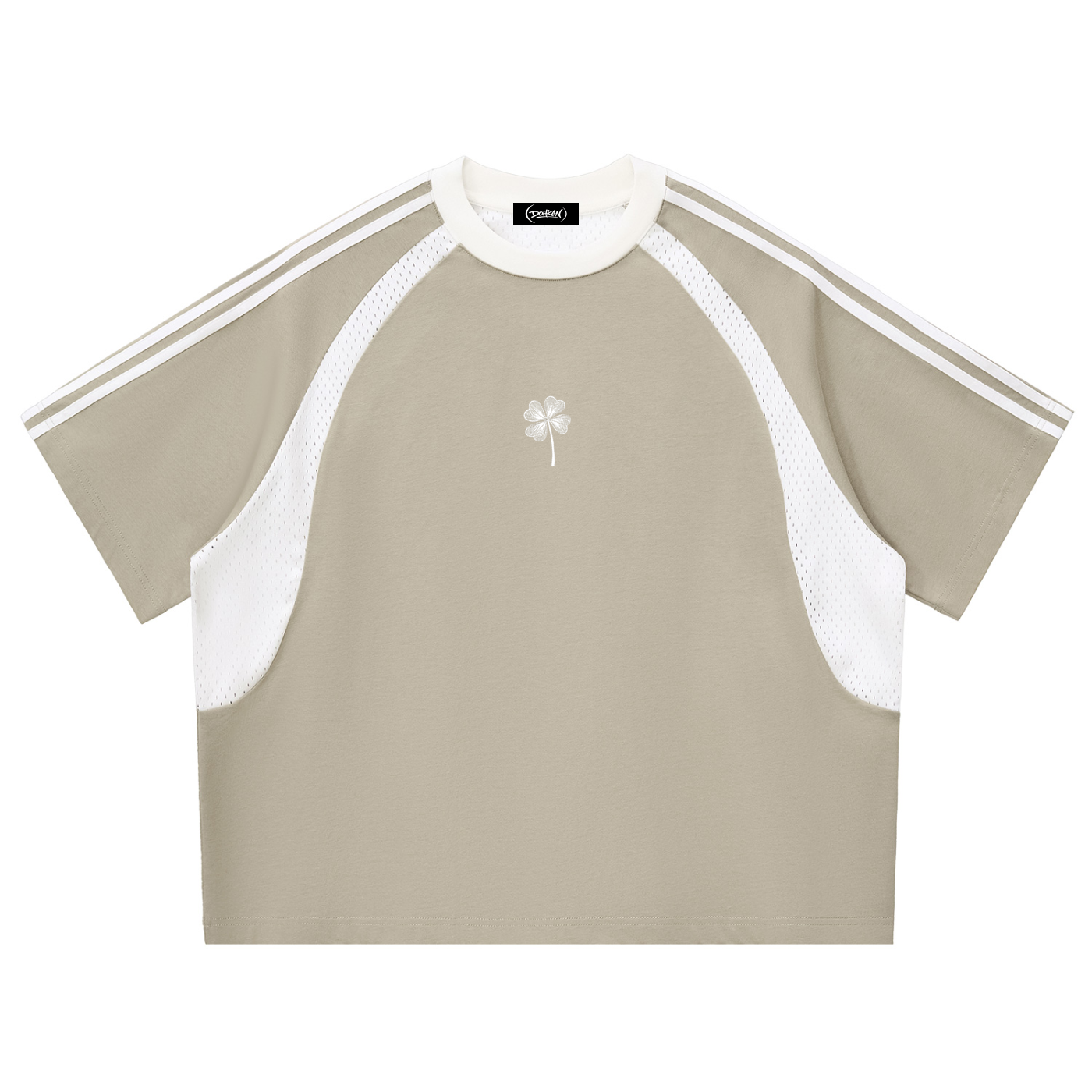 Contrast Stripes Panel Mesh T-shirt