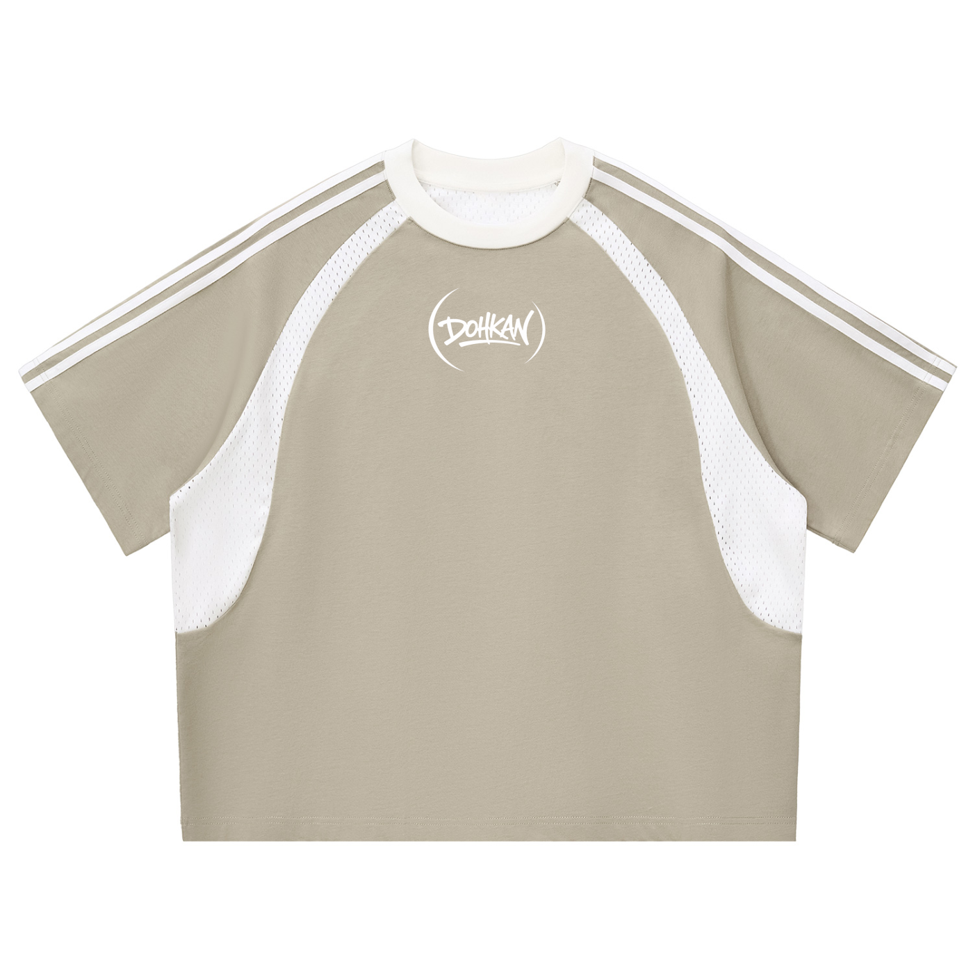 Contrast Stripes Panel Mesh T-shirt